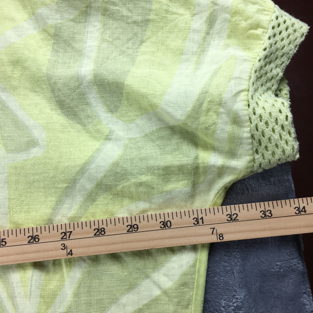 Bella Amore Italy Yellow Green Abstract Top One Size Mesh Oversized Blouse Boxy - Picture 6 of 16